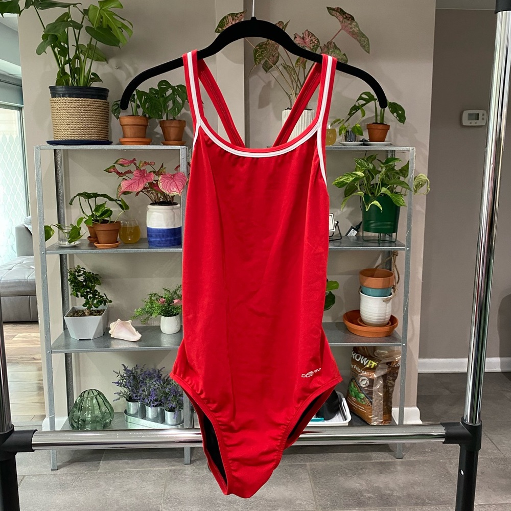 Dolfin Chloroban Team solid red swimsuit